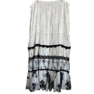 Spencer Alexis Maxi Skirt 2X Floral Patchwork A-Line Tiered Elastic Waist Boho